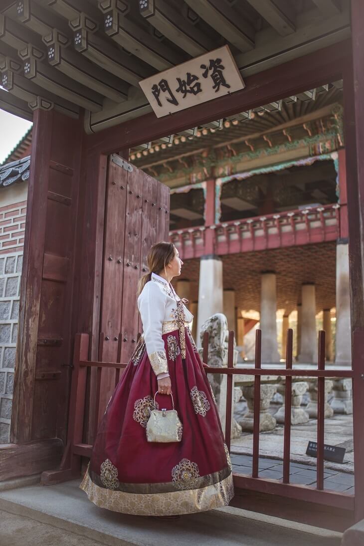 Korean Woman Wearing Hanbok Dress